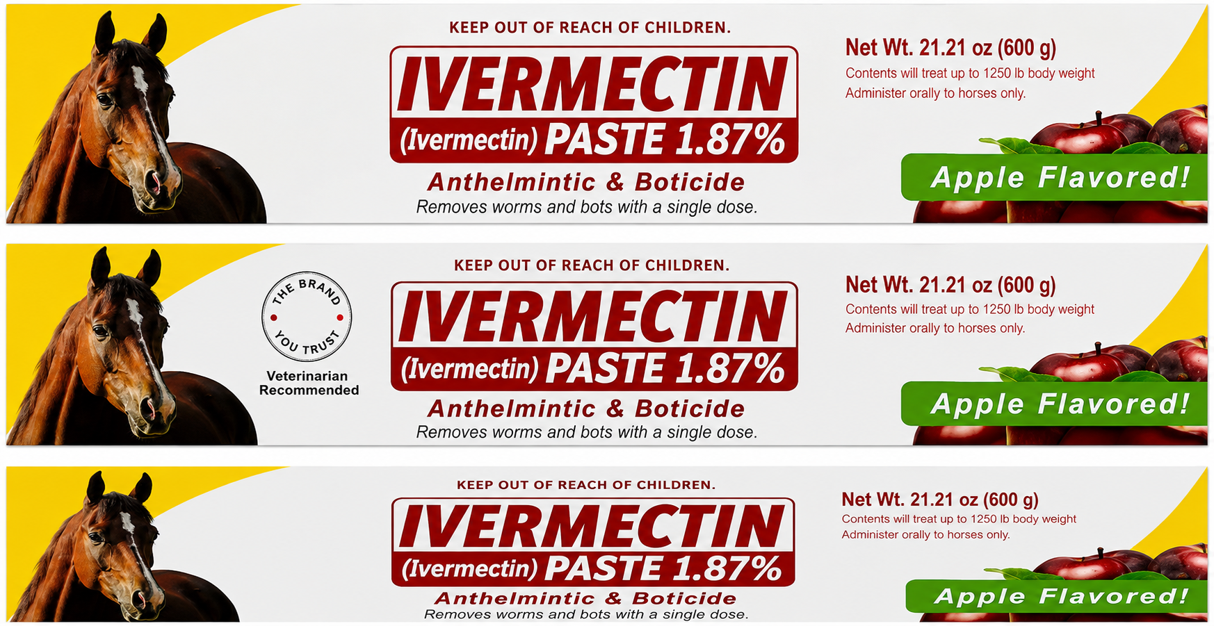 Ivermectin Paste 1.87% for Horses – Apple Flavored Anthelmintic & Boticide, 6.08g