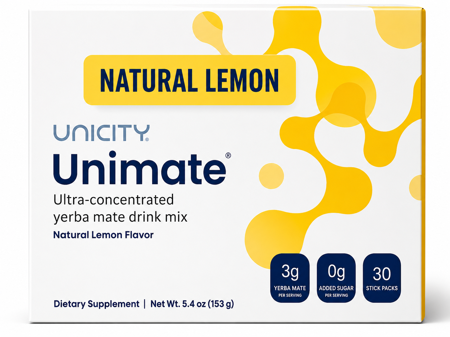 Unicity Unimate Ultra-Concentrated Yerba Mate Drink Mix – Natural Lemon, 30 Stick Packs